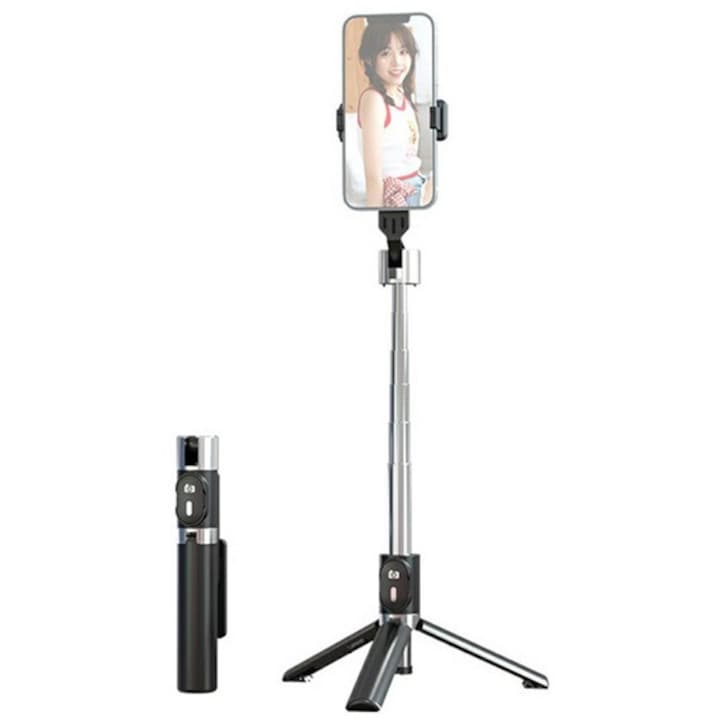 Usams mini szelfibot, tripod állvány, állítható, bluetooth távkioldó, 20-100cm, 4.7-7" méret, fekete