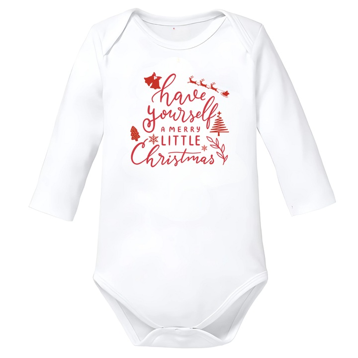 Gyerek body Boldog Karácsonyt fehér pamut Karácsony, Fehér
