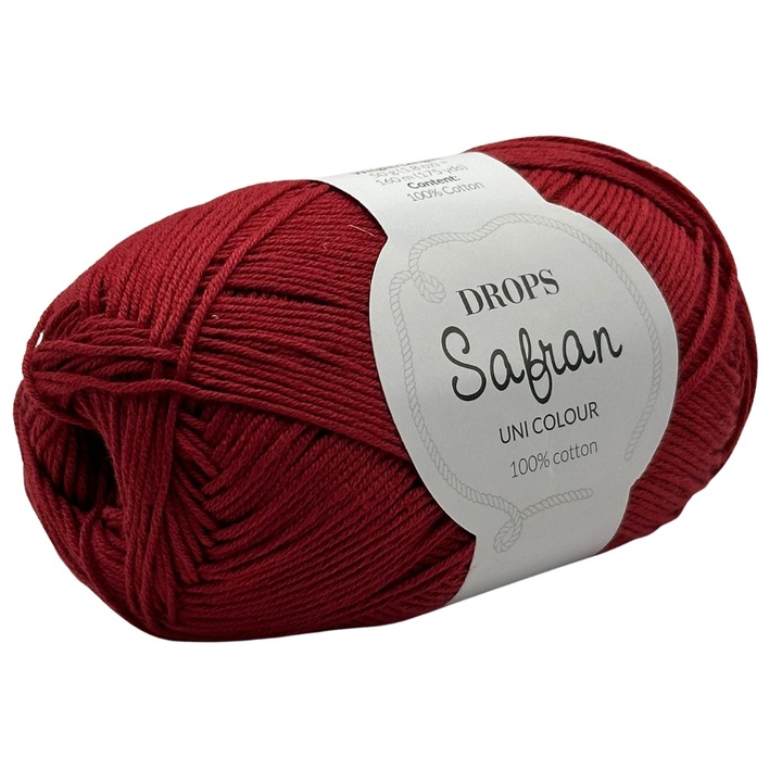 Fir de tricotat DROPS Safran – 100% bumbac egiptean pieptanat, certificat Oeko-Tex Clasa I, sigur pentru bebelusi si copii, culoare Bordeaux