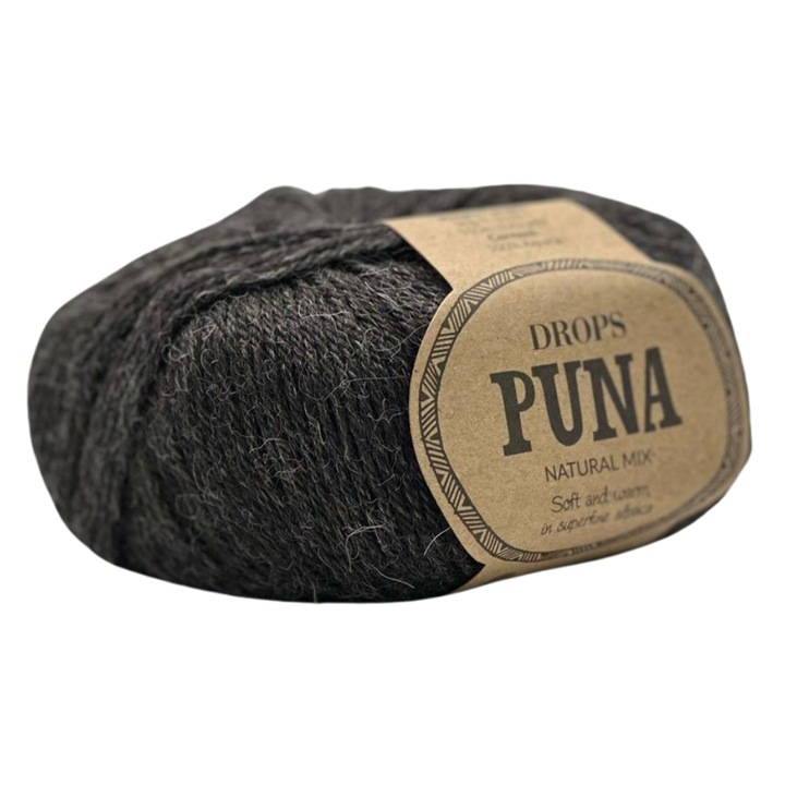 DROPS Puna kötőfonal – 100% alpaka, 50g/110m, Black Natural Mix szín