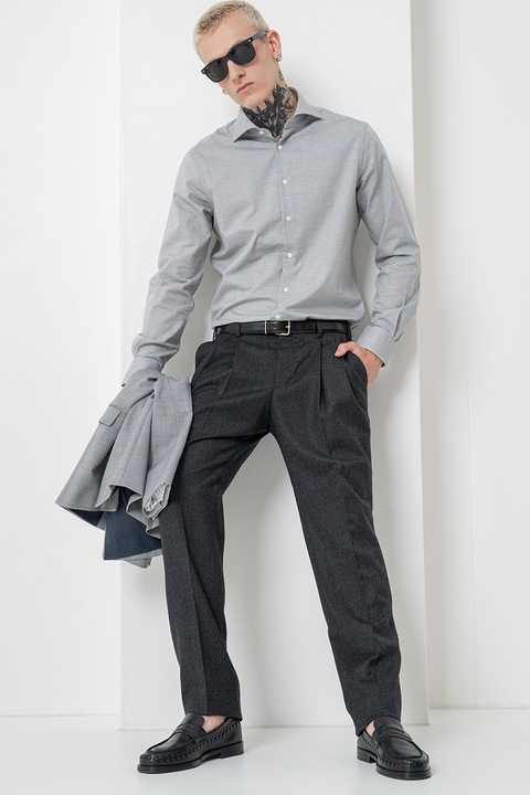 Pal Zileri, Pantaloni eleganti din lana cu pensa, Negru stins