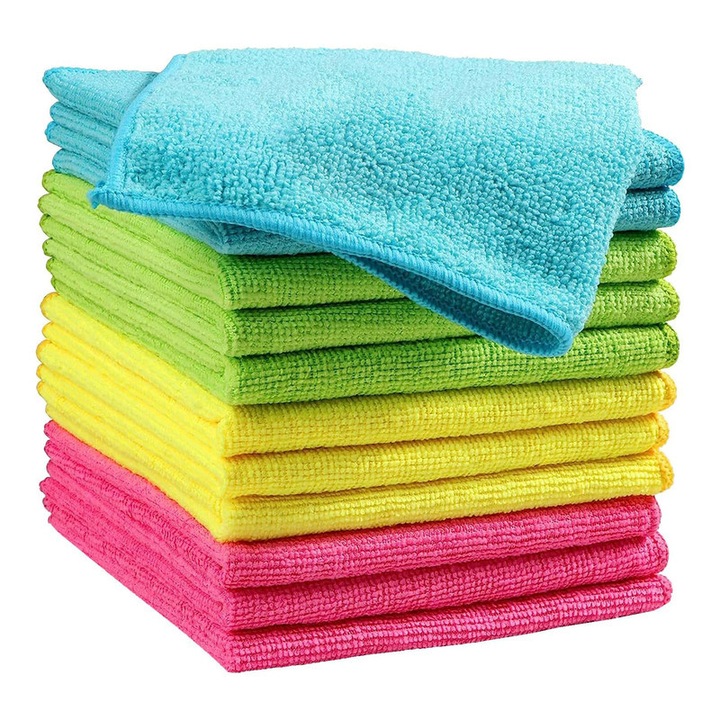 Set 12 lavete din microfibra, TodyJeyHo, absorbante, 30x30cm, multicolor