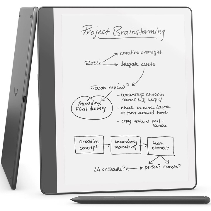 eBook olvasó Amazon Kindle Scribe 2024, 16GB, prémium toll, 10.2" 300 ppi kijelző, Wi-Fi, USB-C, szürke