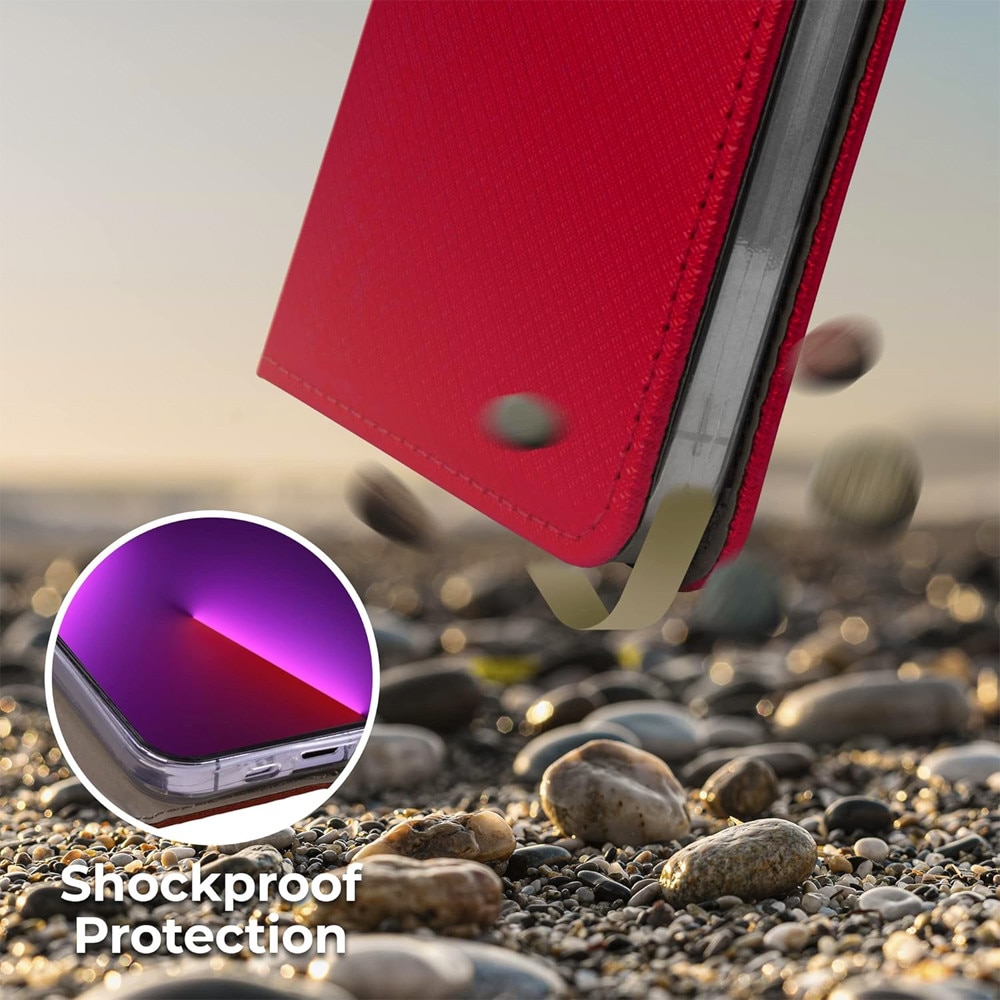 Husa Flip din Piele compatibila cu Honor X7a, Texture Design, Inchidere Magnetica, Smart Soft Close, Tip Carte, Buzunar Portofel, Rosu