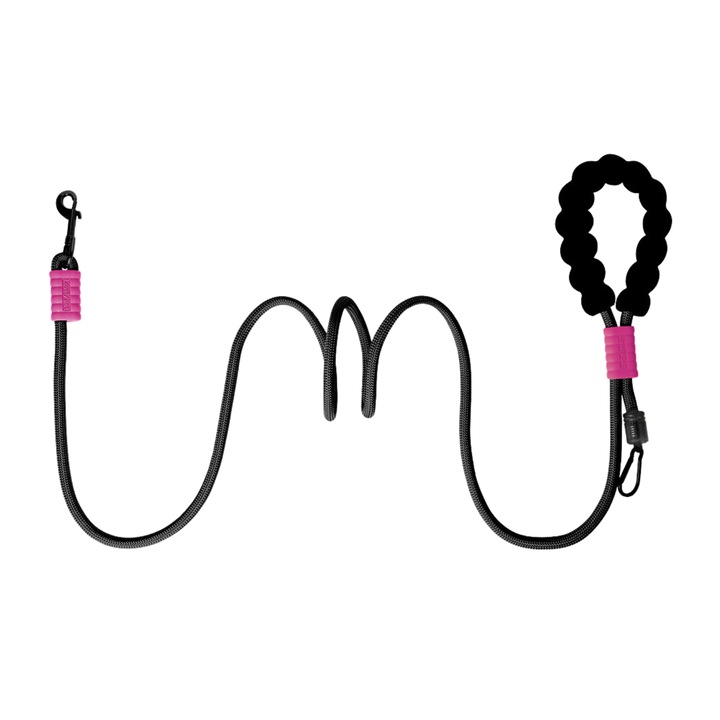 Lesa pentru caini, franghie rezistenta, cu maner ergonomic din silicon, potrivita pentru caini si catei / picisi, negru, Fluffgo Store