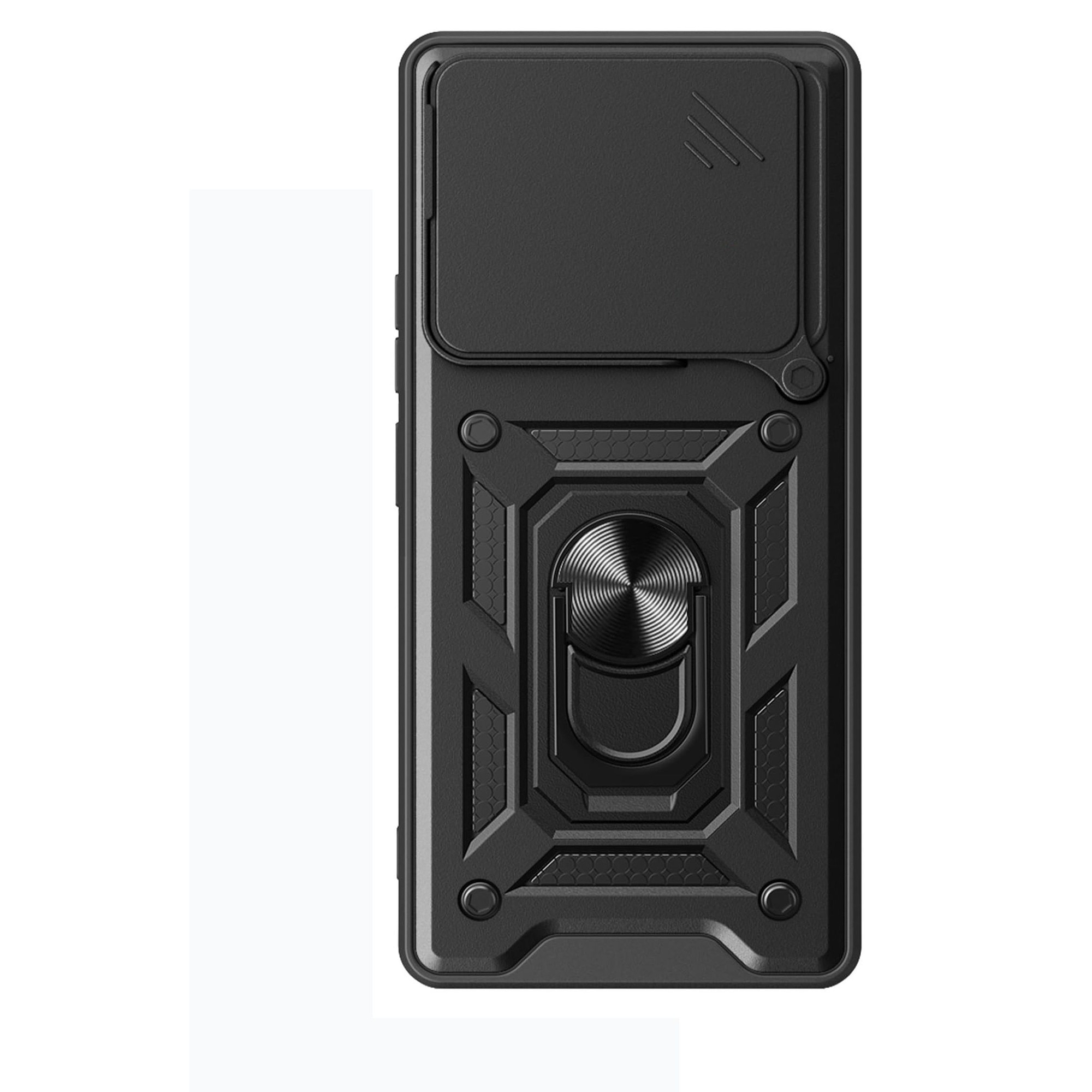 Husa telefon, pentru ZTE nubia Music, Capac de obiectiv al camerei glisante, inel rotativ 360°, Negru