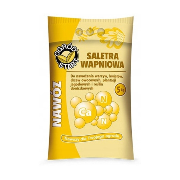 Fertilizator Azotat-Calcaros, Saletra Calcaroasa granulata, Sprijina Dezvoltarea Radacinilor Si Previne Bolile, Ideal Pentru legume, Arbori Fructiferi Si gazon, granule, 5 kg