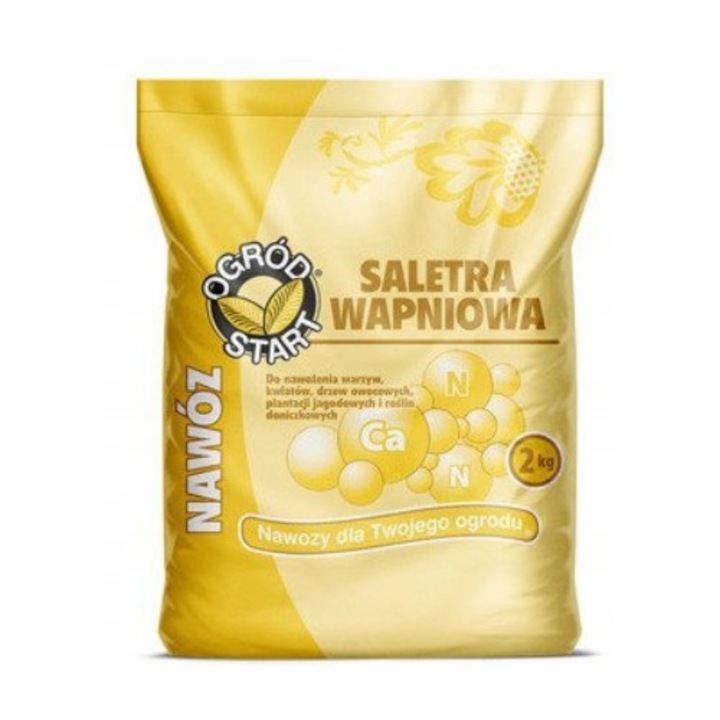 Fertilizator Azotat-Calcaros, Ogród Start, Saletra Calcaroasa granulata, Sprijina Cresterea Si Dezvoltarea Radacinilor, Nu Acidifica Solul, Ideal Pentru legume, Arbori Si gazon, granule, 2 kg
