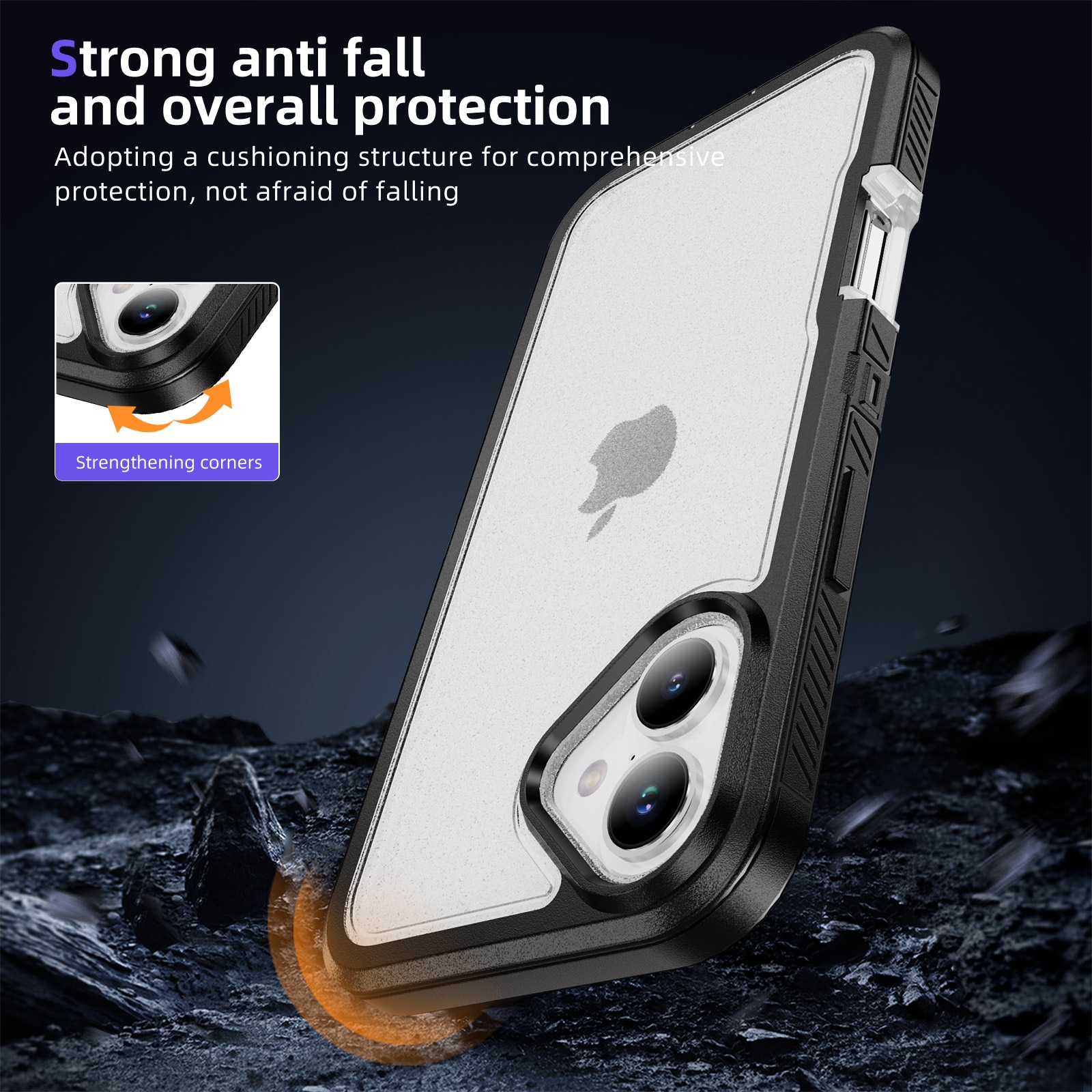 Husa protectie telefon, Bluvista®, Compatibila Apple iPhone 17, Antisoc, Protectie Superioara, Bumper interior, Negru