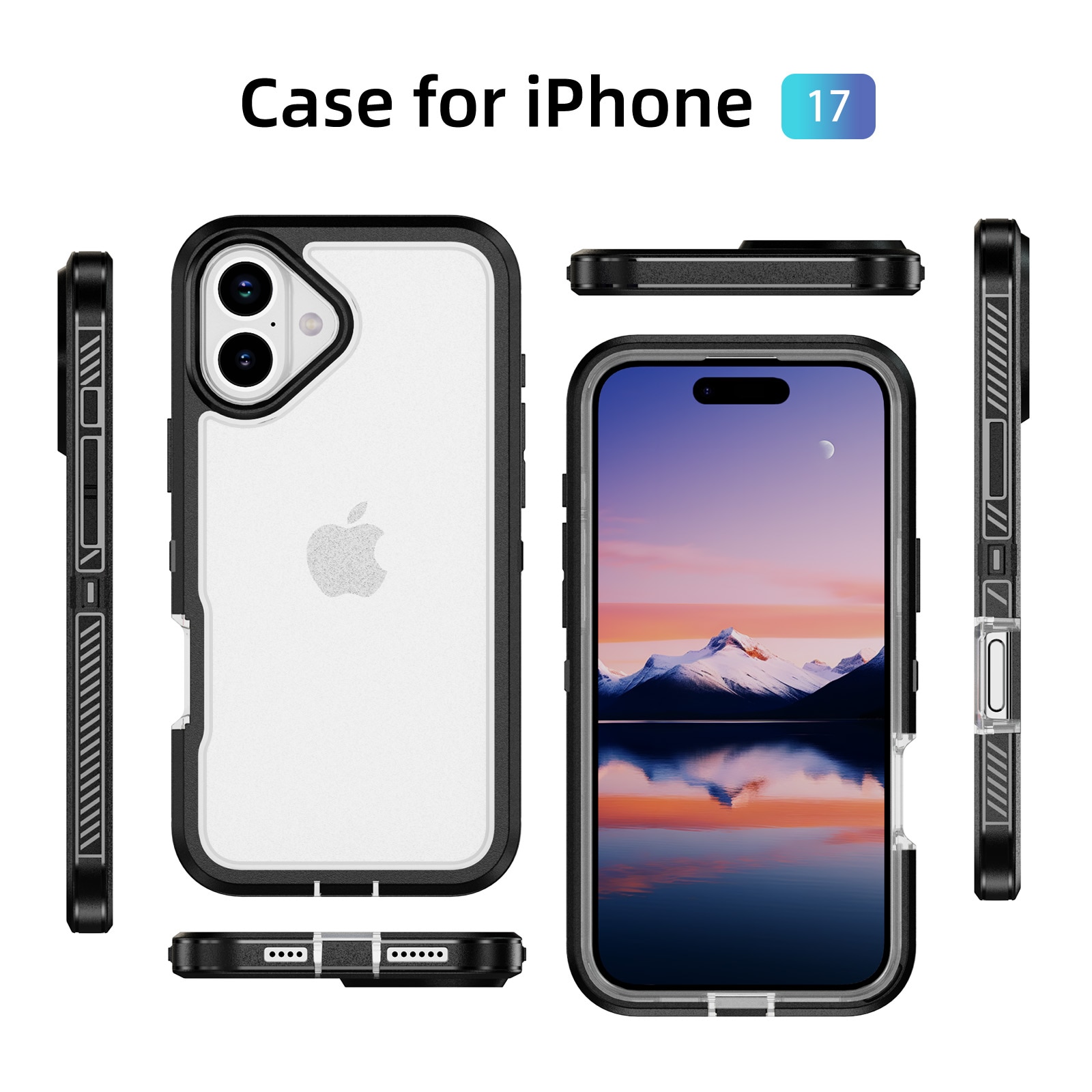 Husa protectie telefon, Bluvista®, Compatibila Apple iPhone 17, Antisoc, Protectie Superioara, Bumper interior, Negru