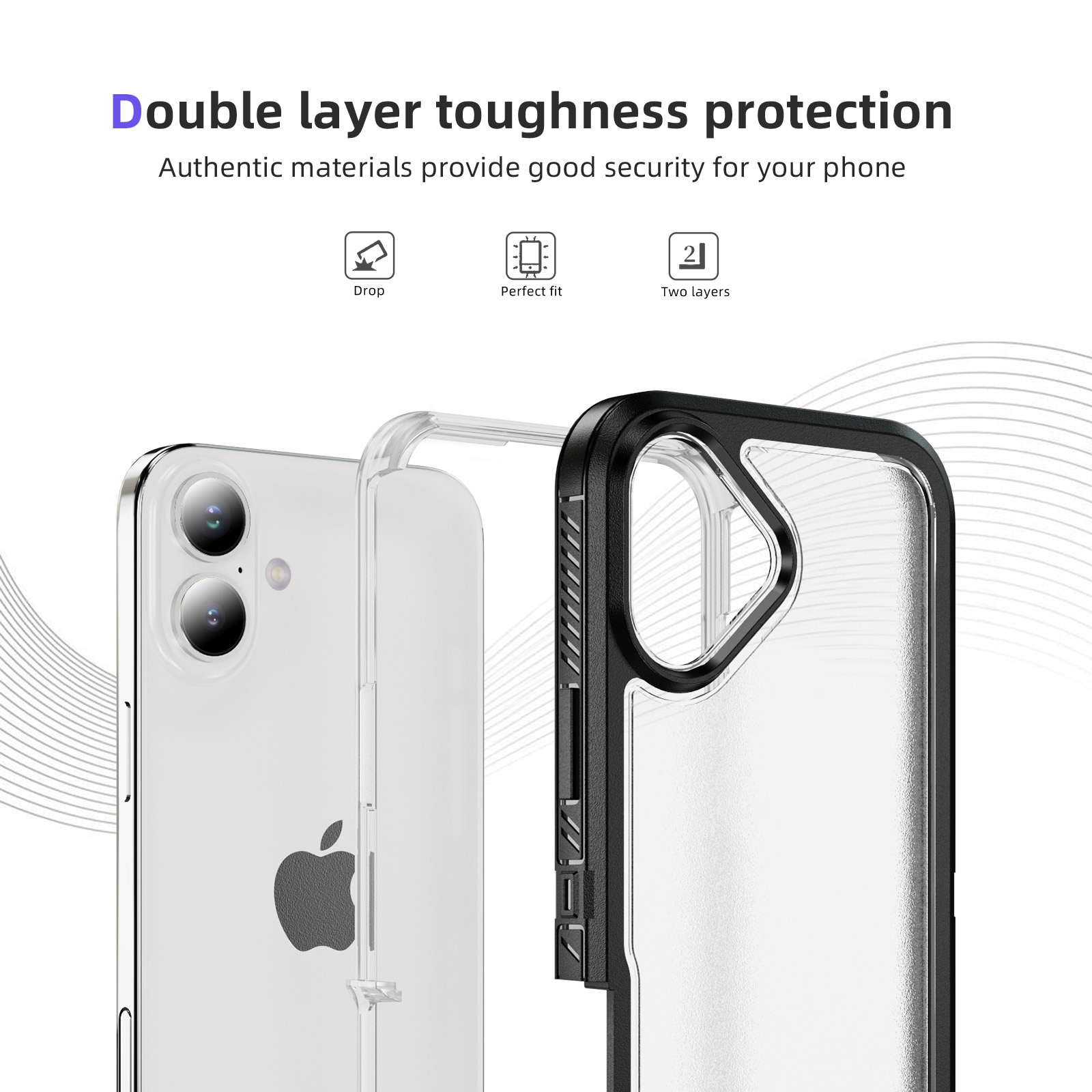 Husa protectie telefon, Bluvista®, Compatibila Apple iPhone 17, Antisoc, Protectie Superioara, Bumper interior, Negru