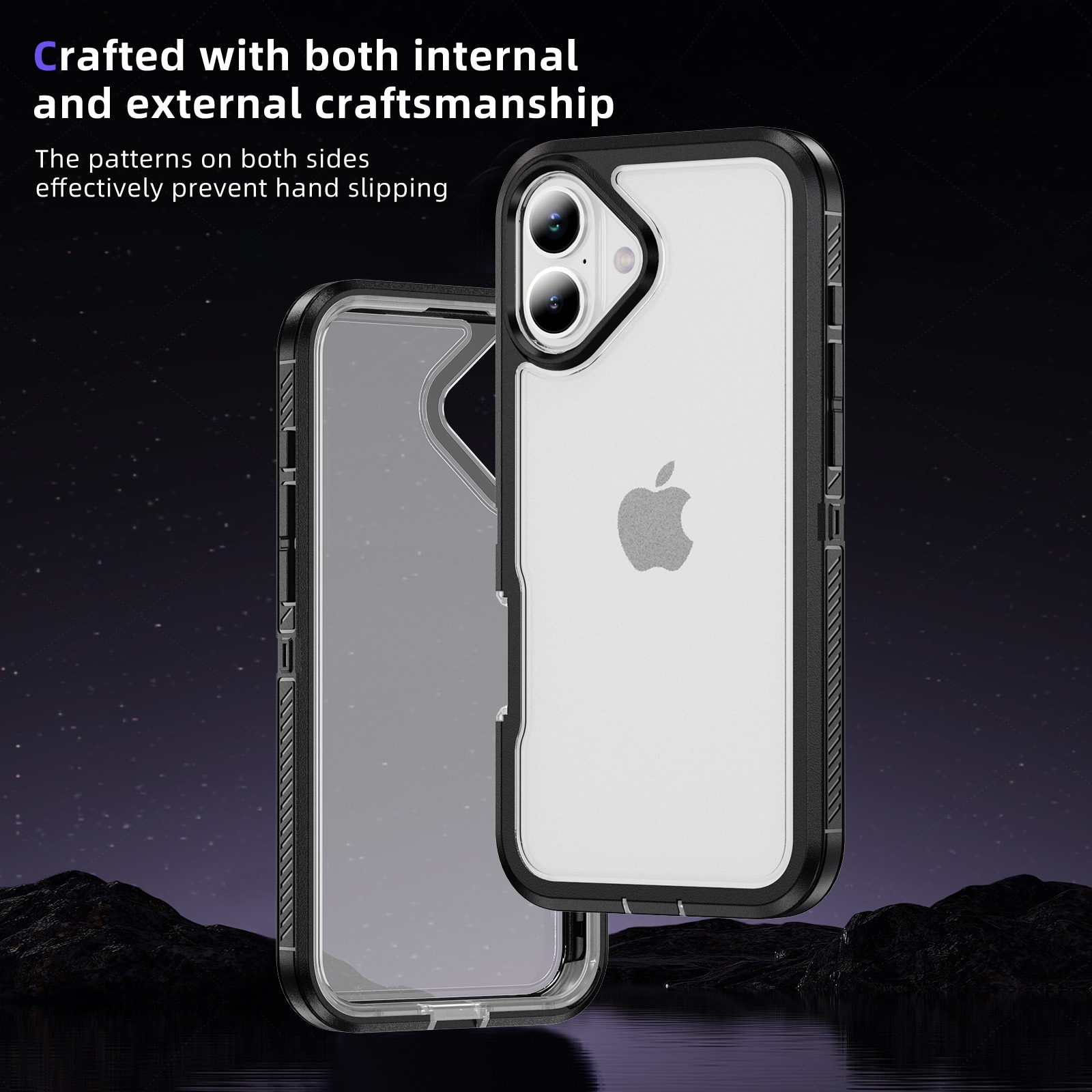 Husa protectie telefon, Bluvista®, Compatibila Apple iPhone 17, Antisoc, Protectie Superioara, Bumper interior, Negru