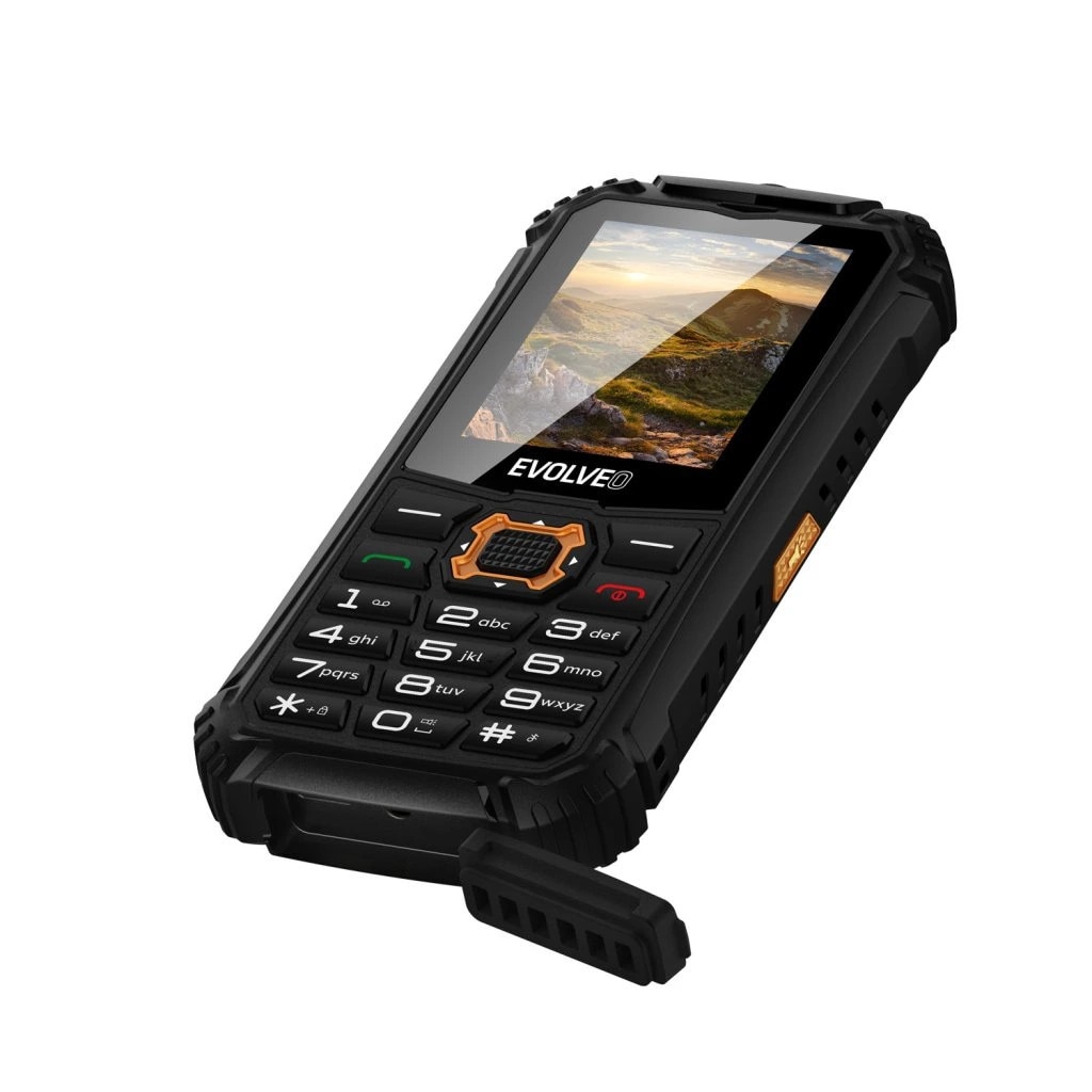 Telefon cu buton Evolveo StrongPhone Q1, Dual SIM - Negru și portocaliu