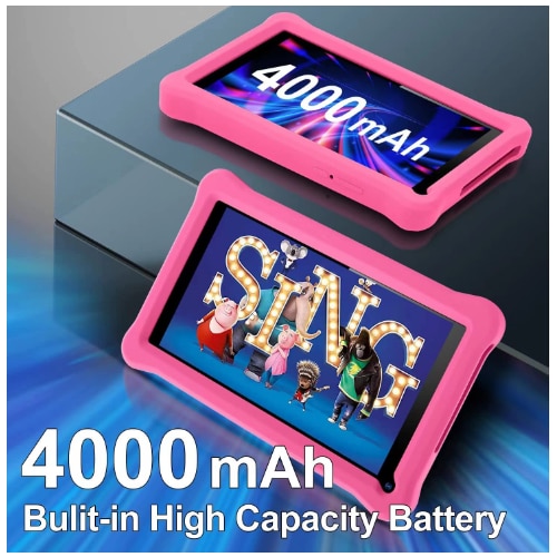 Tableta pentru copii, Sannuo de 7 inch, Android 11, 3-12 ani, 4GB RAM, 64GB ROM, Software pentru copii preinstalat, camera dubla, Bluetooth, WiFi, Software pentru copii preinstalat, Roz, include husa de protectie