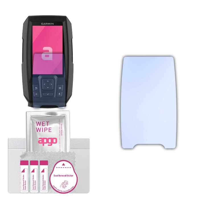Sticla de protectie apgo pentru Garmin Striker Vivid 4cv Gps – sticla hibrida, securizata pentru display, lucioasa, pro flexible Hybrid Glass, 9H, full glue