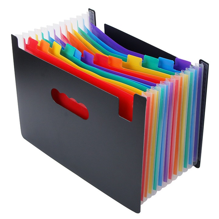 Dosar cu 12 buzunare AYSTOAYS®, Polipropilena, A4, Rezistent la apa si la praf, Distinge documentele, Usor de utilizat si de transportat, Pentru scoala, acasa, munca, birou, Multicolor