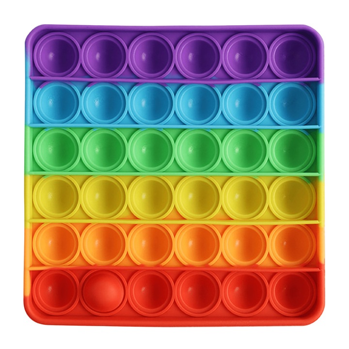 Jucarie senzoriala antistres AYSTOAYS®, silicon, patrat, Pop It, multicolor, 1.4 x 11 cm