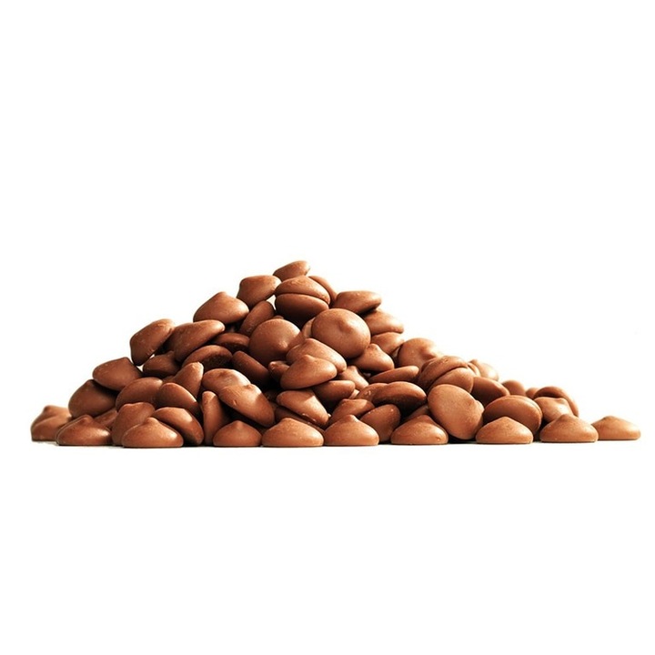 Ciocolata banuti fulgi ciocolata cu lapte Barry Callebaut ciocolata 823, min 33.6% unt de cacao 500g – ciocolata pentru topire belgiana fina, cofetarie, torturi, prajituri, ganache, glazuri si ciocolata discuri praline premium ciocolata Callebaut