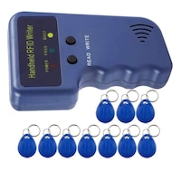 Copiator RFID 125KHz, Cititor-Scriitor Portabil lmbunatatit, Decodor, cu 10 Carduri Cheie Regenerabile, Compatibil doar cu Carduri de Control Acces 125KHz, Mic si portabil, durabil, design ergonomic, stabilitate ridicata, albastru, 110*70*30mm