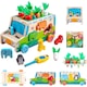 Jucarie Educativa Montessori Din Lemn, HaploS®, Sortare Forme, cu Personaje, Morcovi si Blocuri de Constructie pentru Animale, Pentru Baieti Si Fete De 2 3 4 Ani