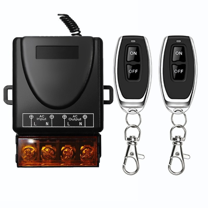 Comutator de telecomanda fara fir, HaploS®, distanta de 328 de picioare, IP 65, comutator de telecomanda AC85-250V, 2900W MAX, potrivit pentru diferite motoare DC, control al iluminatului etc, negru