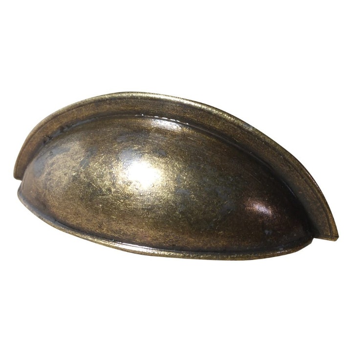 Kagyló alakú fogantyú, 64 mm, antik színű