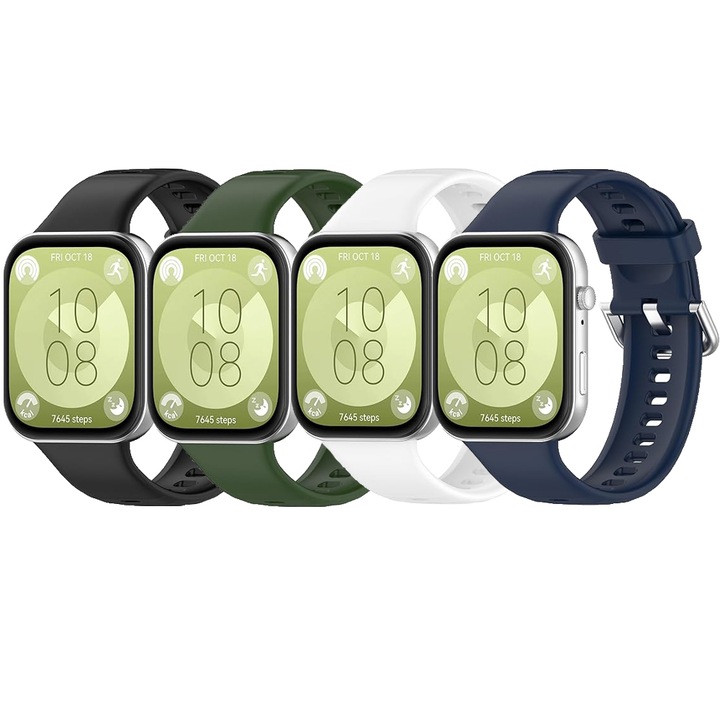 Set 4 curele din silicon, Compatibil cu Huawei Watch Fit 3，Fit 4，Fit 4 Pro，#02，Multicolor