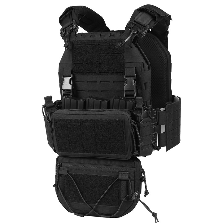Vesta tactica VOTAGOO, cu sistem de eliberare rapida, reglabila, usoara, cu pouch abdominal, set complet