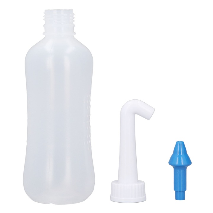 Sticla de spalare nazala 300ml, curatare pentru adulti si copii, culoare albastra, design profesional