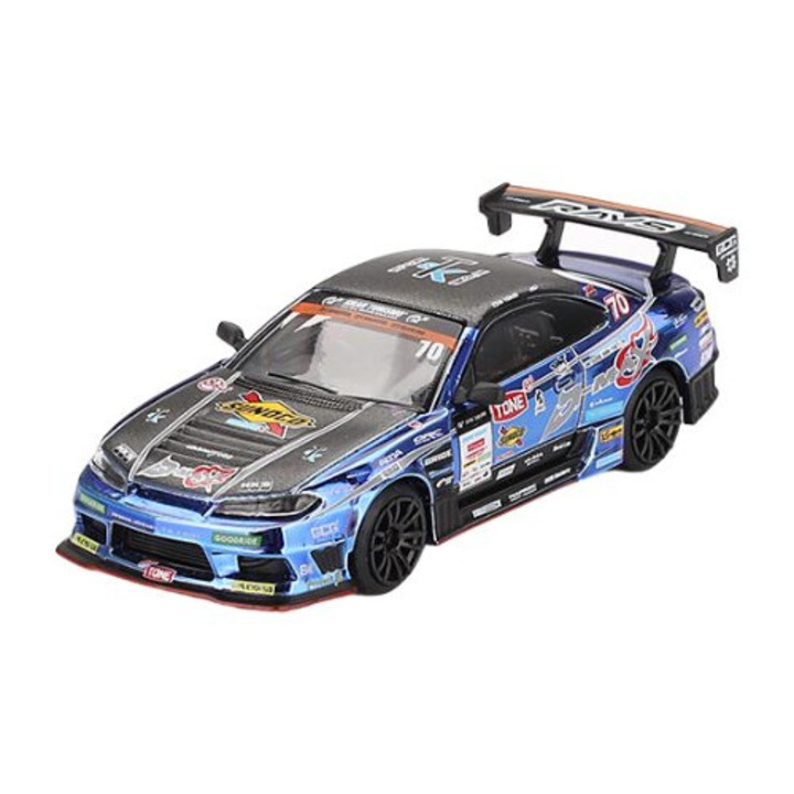 Макет на автомобил Nissan Silvia S15 #70 D-Max Racing D1 Grand Prix 2023 1:64 Mini GT MGT00855-BL
