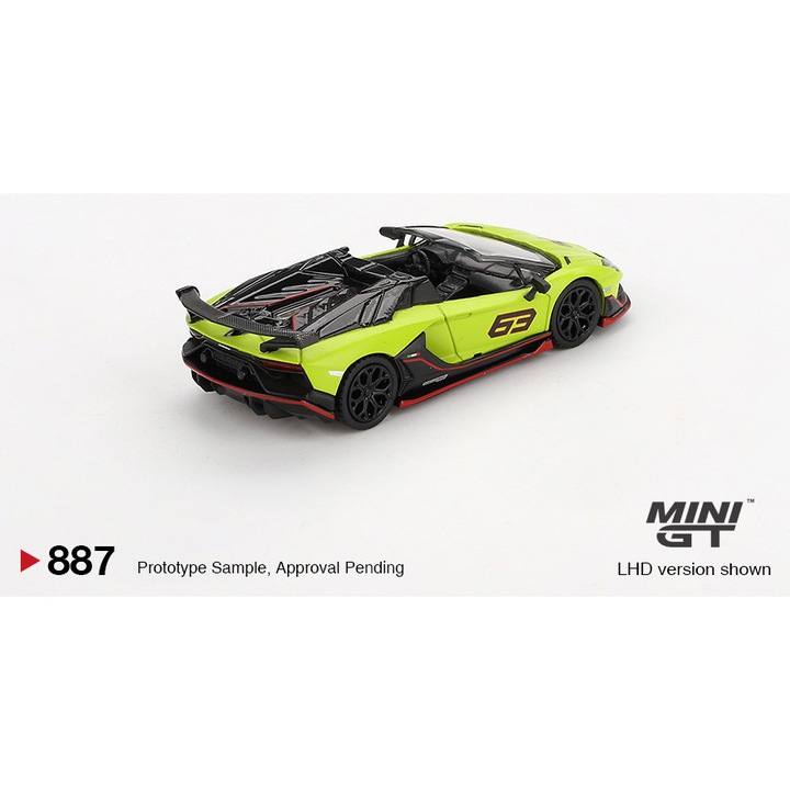 Lamborghini Aventador SVJ 63 Roadster Shock Green 2022 1:64 Mini GT MGT00887-L Autómodell