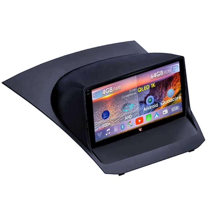 Navigatie dedicata Ford Fiesta 2008-2017, 4GB RAM 64GB ROM, Octacore, Android 14, Display QLED 1K 9", Carplay&Android Auto, SIM 4G, Ventilator Activ