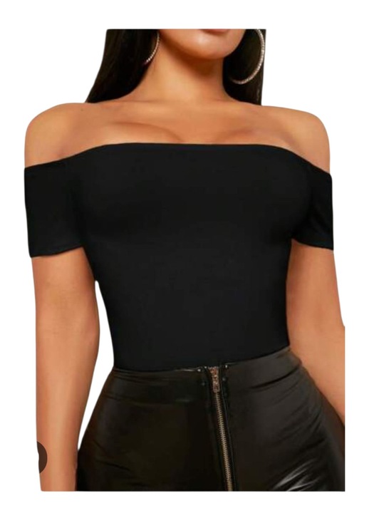 Bluza cu umerii goi, eleganta, neagra, S