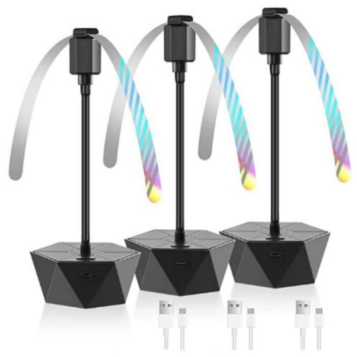 Комплект 3 вентилатора против мухи, XCRH, USB, сгъваеми, черен цвят