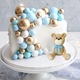 Decor pentru tort cu ursulet, decor pentru tort cu balon cu stea si nor de plus, potrivit pentru decorarea petrecerii de ziua de nastere a bebelusilor baieti si fetite, Albastru
