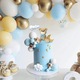 Decor pentru tort cu ursulet, decor pentru tort cu balon cu stea si nor de plus, potrivit pentru decorarea petrecerii de ziua de nastere a bebelusilor baieti si fetite, Albastru