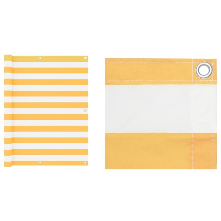 Paravan de balcon, alb si galben, 120 x 600 cm, tesatura oxford