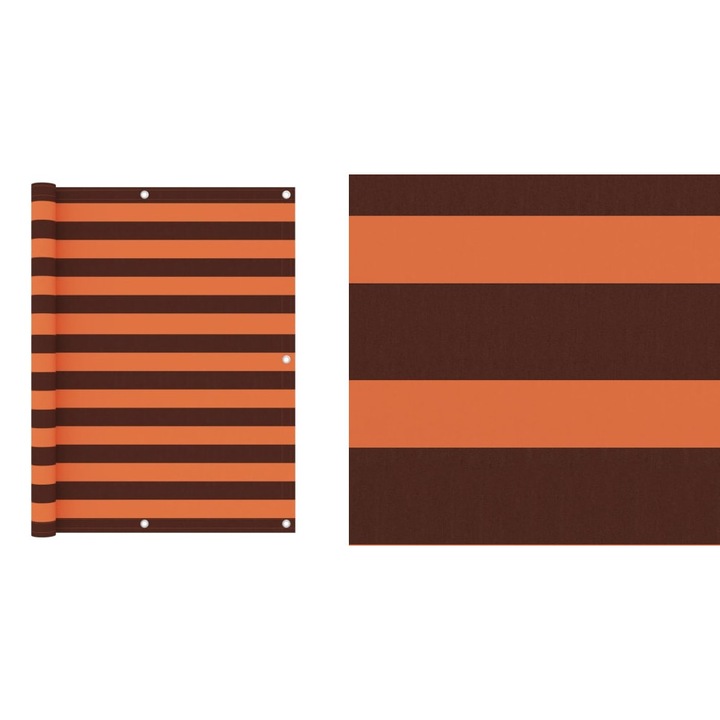 Paravan de balcon portocaliu si maro 120x500 cm tesatura oxford