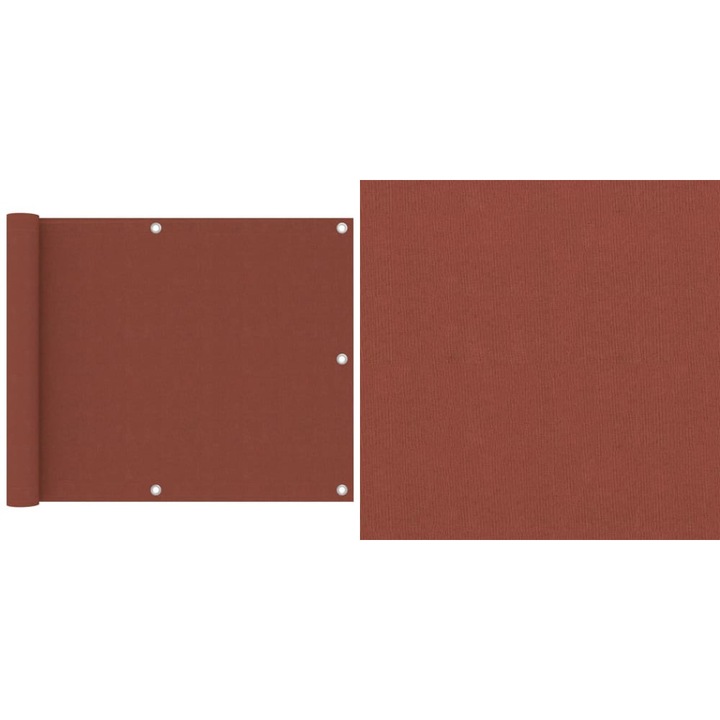 Paravan pentru balcon, caramiziu, 75x300 cm, tesatura oxford