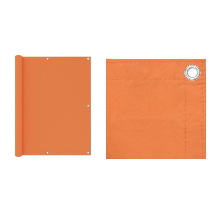 Paravan de balcon, portocaliu, 120x600 cm, tesatura Oxford