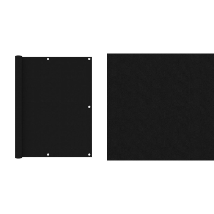 Paravan de balcon, negru, 120 x 500 cm, tesatura oxford