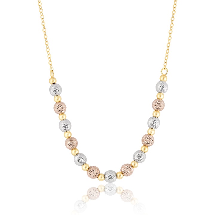 Colier din Aur Galben, Alb si Rox de 18 k cu Bile Diamantate, Sandra Ferretti, 4.1g