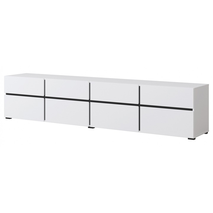 Comoda RTV Bogart 225x40x48cm, alb/negru