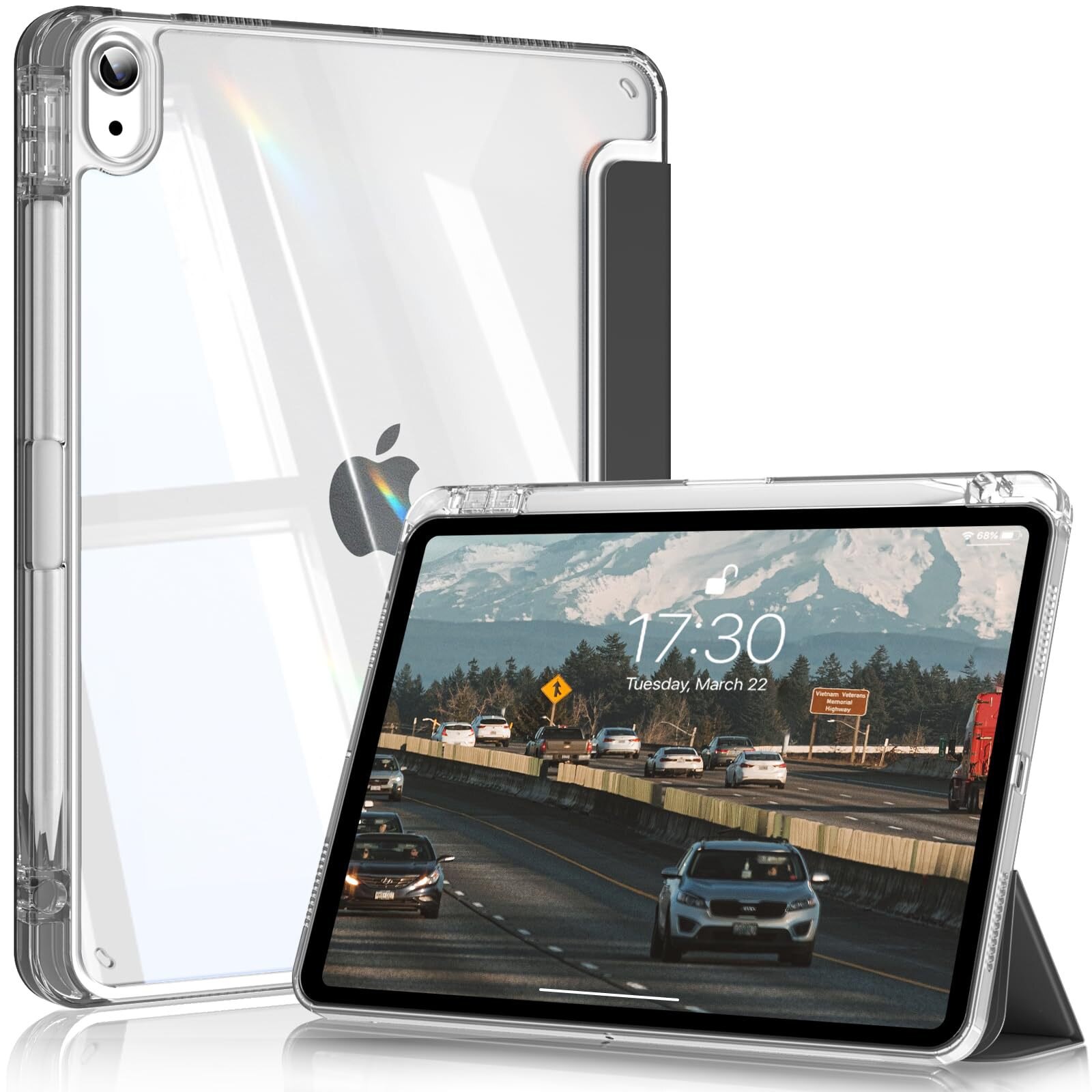 Husa tableta pentru iPad (A16)11th gen 11-inch 2025 si iPad 10th gen 10.9-inch 2022, compartiment pentru Apple Pencil, Negru