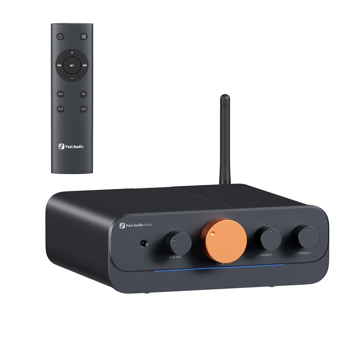 Amplificator 5 Canale, Fosi Audio, HT4S, 4×30W + 1×60W @ 4Ω, Clasa D, Bluetooth 5.0, AUX & Optical, TPA3116 x2, Home Theater, Gaming