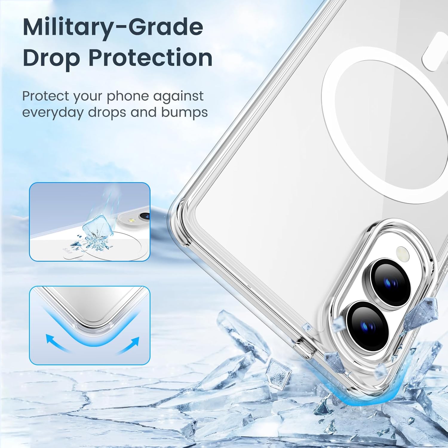 Husa telefon Samsung Galaxy S25 Edge, MDUG, transparenta, protectie militara, anti-alunecare
