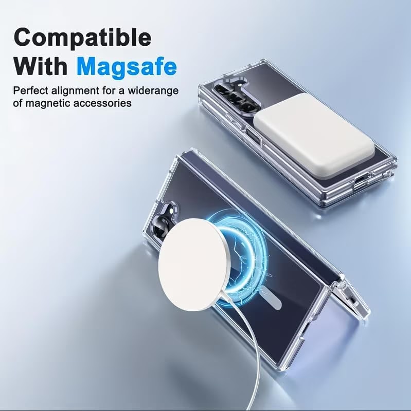 Husa telefon MDUG pentru Samsung Galaxy Z Fold 7, transparenta, anti-soc, compatibila cu MagSafe, design subtire