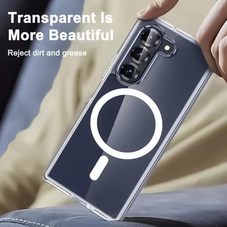 Husa telefon MDUG pentru Samsung Galaxy Z Fold 7, transparenta, anti-soc, compatibila cu MagSafe, design subtire