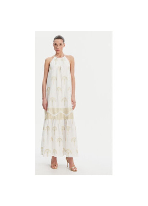 Дамска лятна рокля Simona Corsellini, P25CPAB02601, Памук/Полиестер, Бяла, Бял