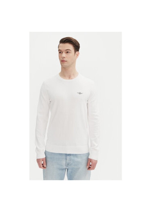 Aeronautica Militare ferfi pulover, 251MA1502L506, pamut, feher, Fehér